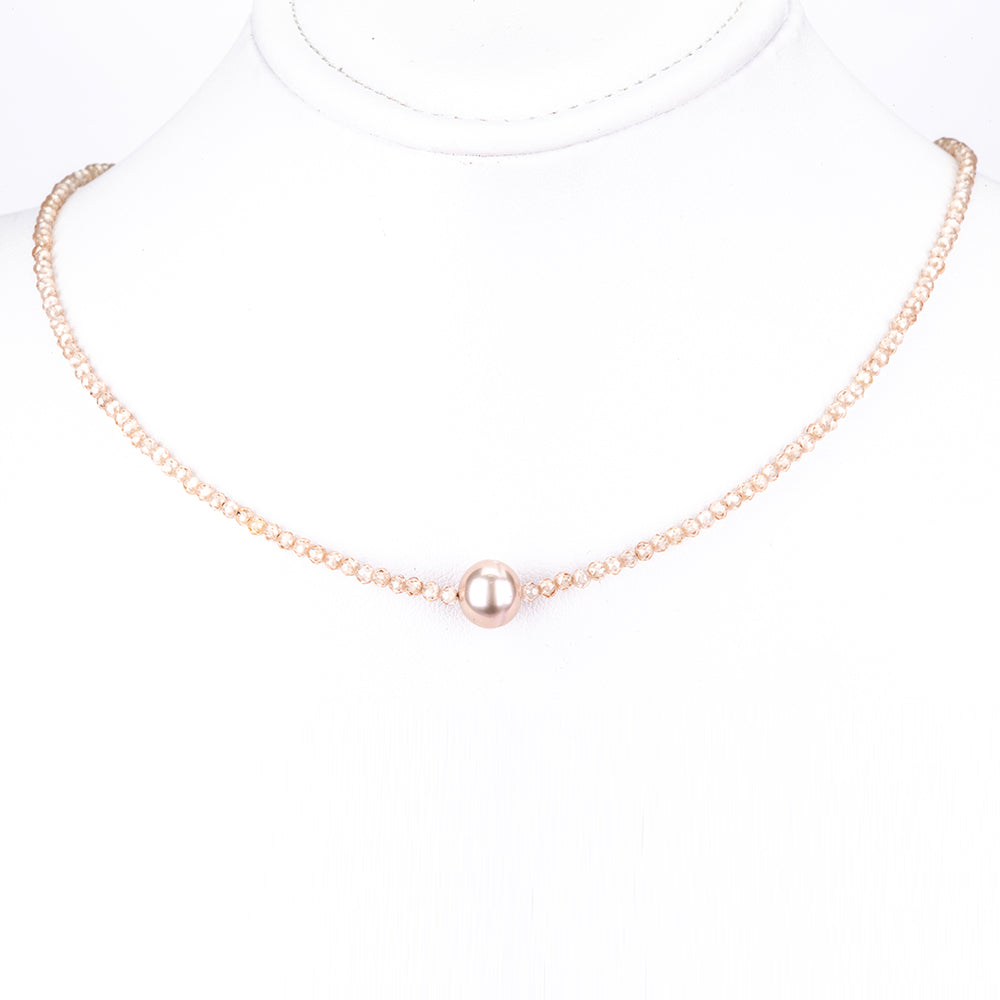Colier din Argint 925 ( 0.65 grame ) cu Perlă de Apă Dulce Culoarea Lavandei și Zircon Cubic