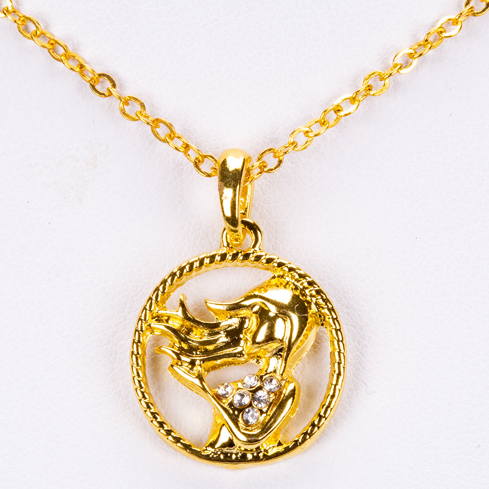 Fecioară Colier din Aliaj Placat cu Aur ( 10 grame ) cu Cristal Alb Emporia® ( Colier+Pandantiv )