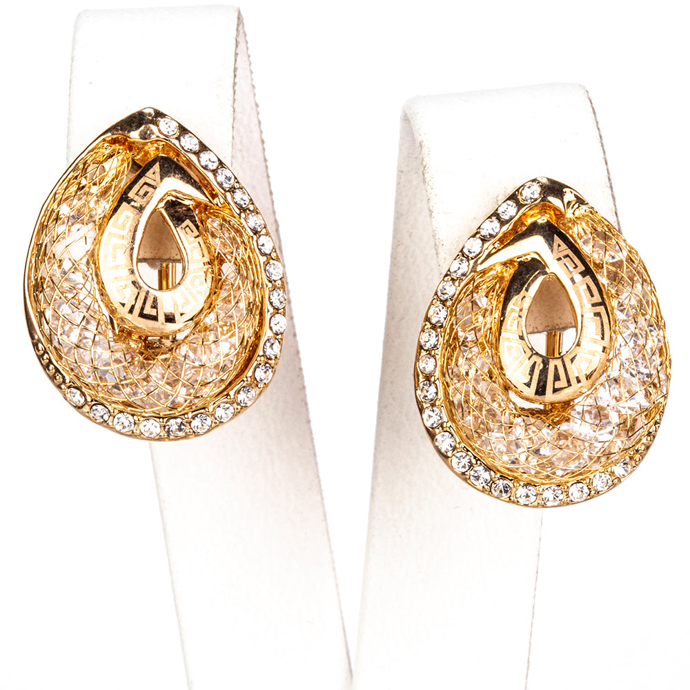 Set din Aliaj Placat cu Aur cu Cristal Alb Emporia® ( Colier+Cercei )