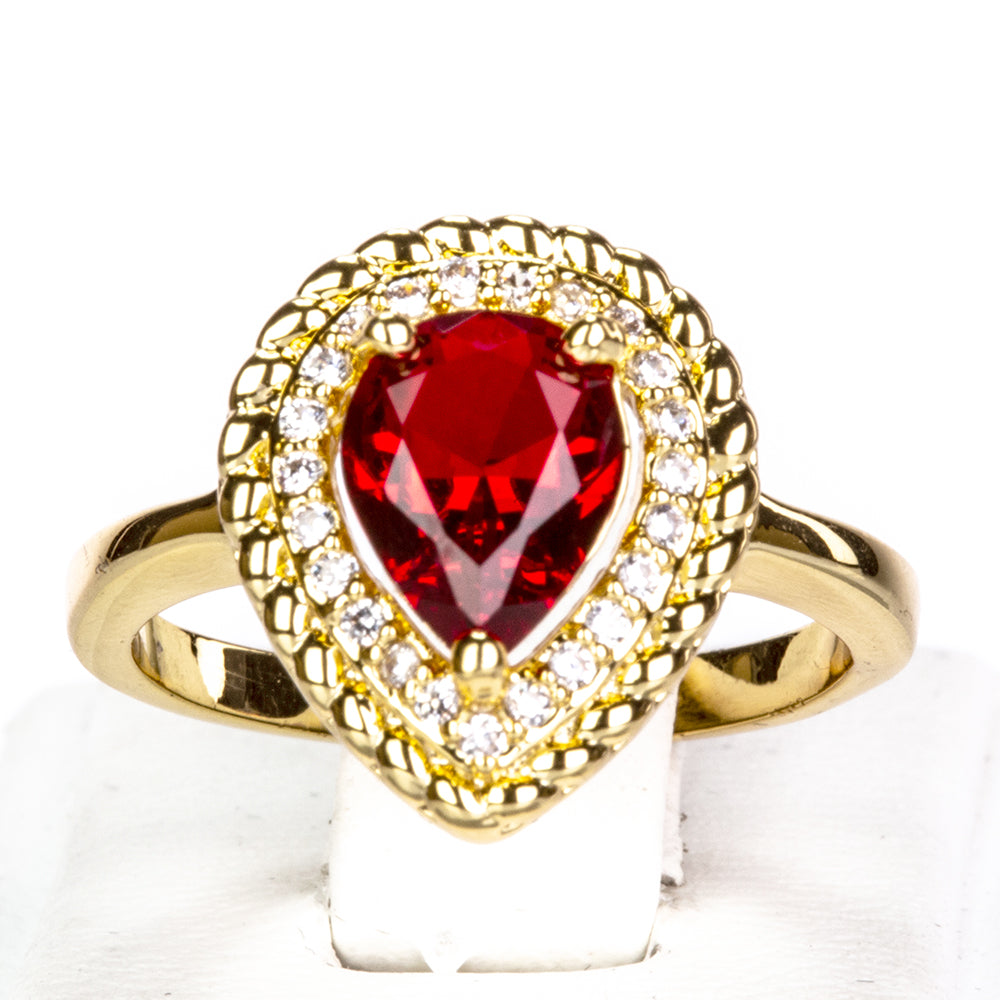 Set din Aliaj Placat cu Aur cu Cristal Roșu Emporia® ( Colier+Cercei+Inel )