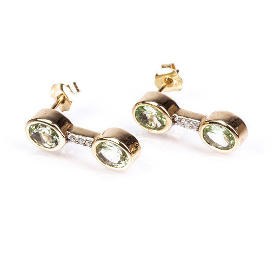 Cercei din Aur de 9K ( 2.37 grame ) cu Granat Kijani și Diamant Alb 1.45 Carate