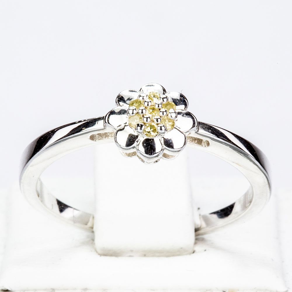 Inel din Argint 925 ( 2.15 grame ) cu Diamant Galben 0.06 Carate