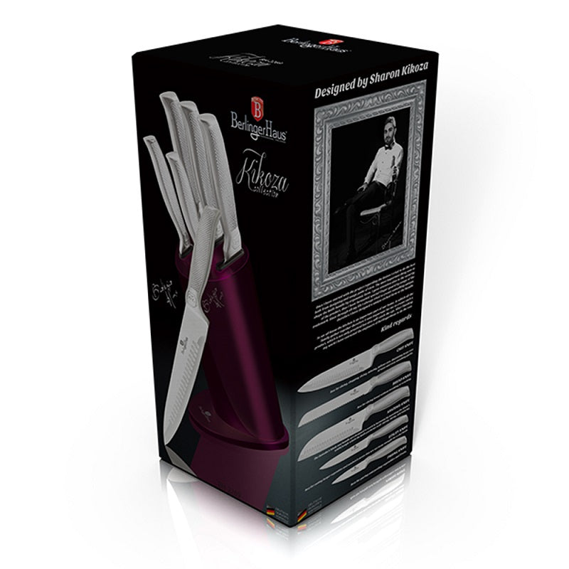 Set de Cuțite Berlinger Haus din oțel inoxidabil din 6 piese, violet cu suport pentru cuțite