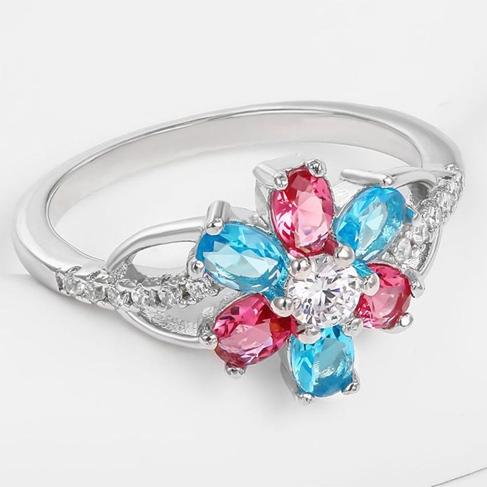 Inel din Aliaj Placat cu Aur ( 10 grame ) cu Cristal Roșu Emporia® și Cristal Albastru Emporia®