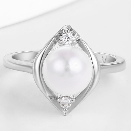 Inel din Aliaj Placat cu Aur cu Perlă de cristal și Cristal Alb Emporia®
