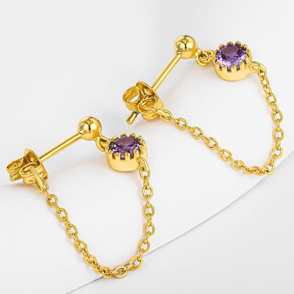 Cercei din Aliaj Placat cu Aur ( 10 grame ) cu Cristal Violet Emporia®