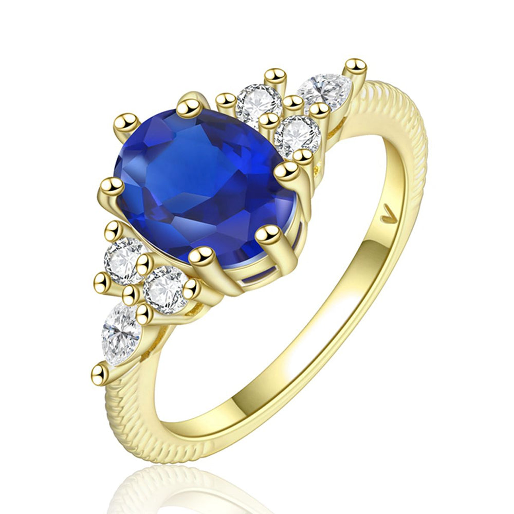 Inel din Aliaj Placat cu Aur ( 10 grame ) cu Cristal Albastru Emporia® și Cristal Alb Emporia®