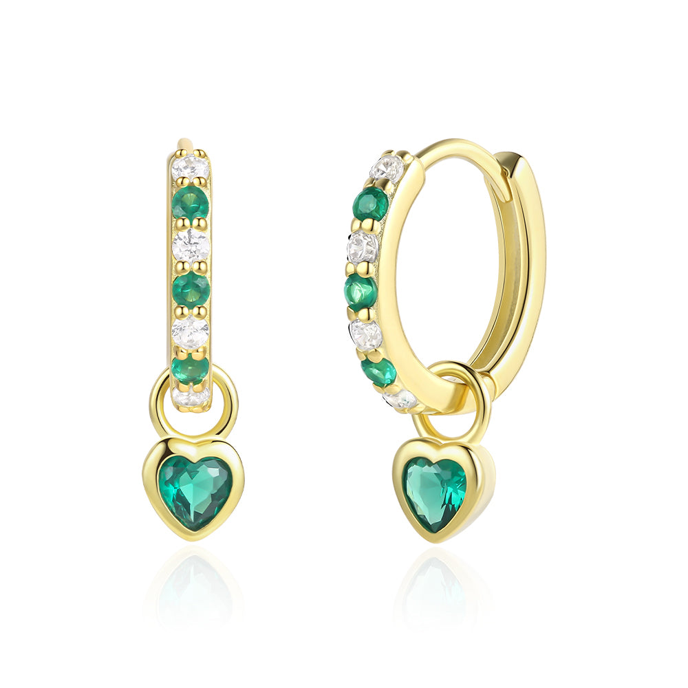 Cercei din Aliaj Placat cu Aur ( 10 grame ) cu Cristal Verde Emporia® și Cristal Alb Emporia®