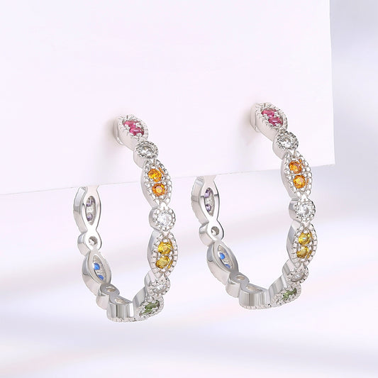 Cercei din Aliaj Placat cu Aur ( 10 grame ) cu Cristal Galben Emporia® și Cristal Alb Emporia®