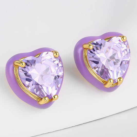 Cercei din Aliaj Placat cu Aur cu Cristal Violet Emporia®