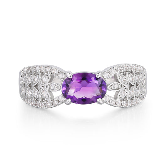 Inel din Aliaj Placat cu Aur ( 10 grame ) cu Cristal Violet Emporia® și Cristal Alb Emporia®