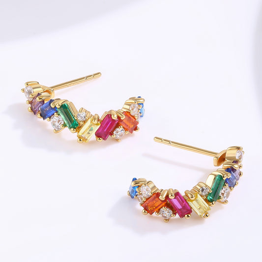 Cercei din Aliaj Placat cu Aur ( 10 grame ) cu Cristal Roșu Emporia® și Cristal Verde Emporia®