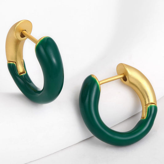 Cercei din Aliaj Placat cu Aur cu Cristal Verde Emporia®