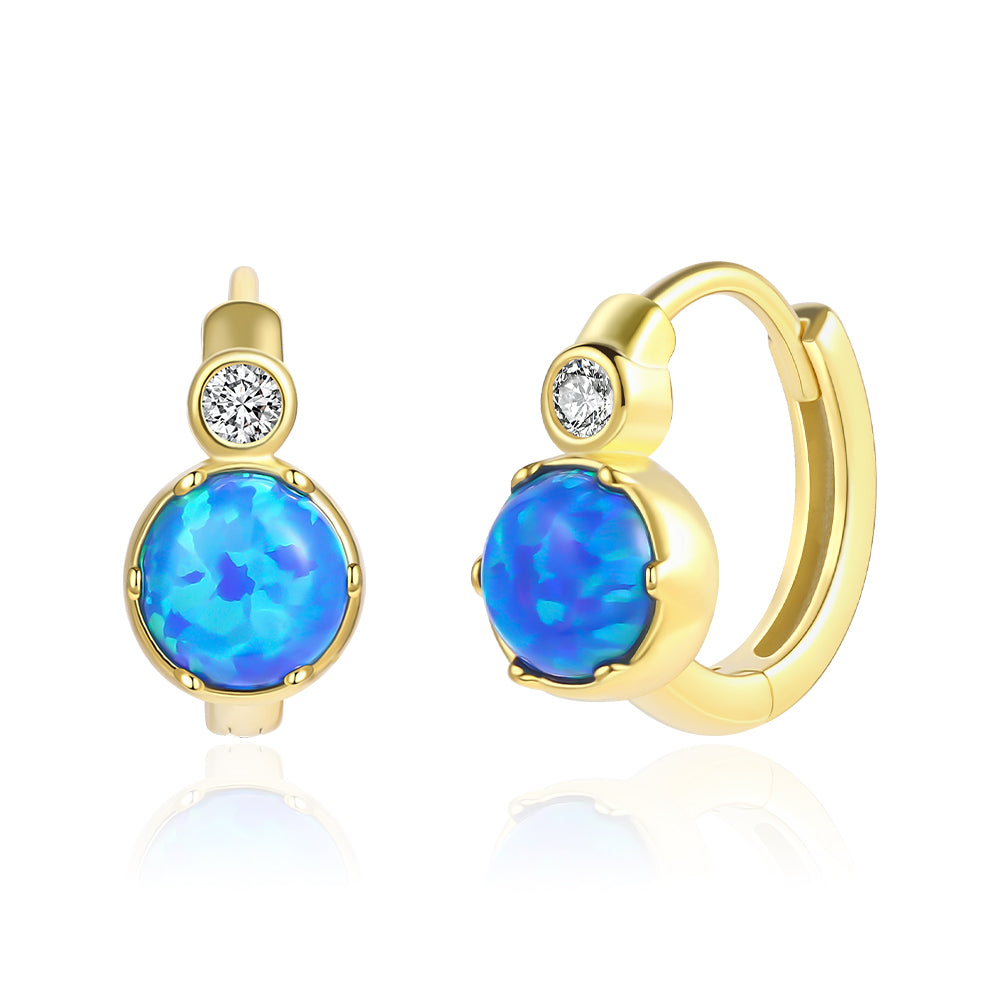 Cercei din Aliaj Placat cu Aur cu Cristal Albastru Emporia® și Cristal Alb Emporia®