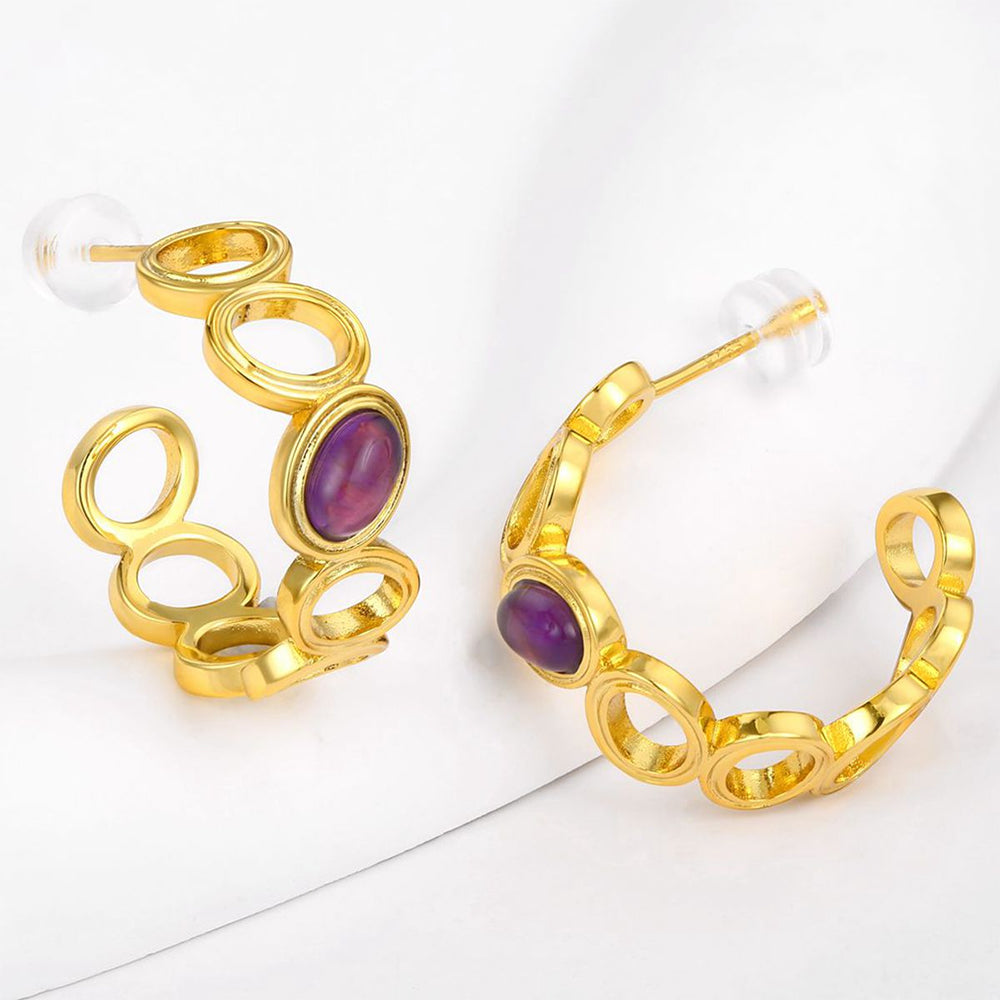 Cercei din Aliaj Placat cu Aur ( 10 grame ) cu Cristal Violet Emporia®