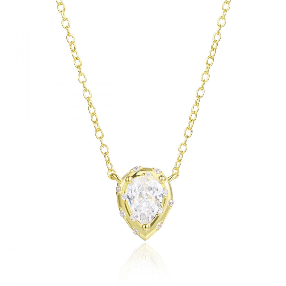 Colier din Aliaj Placat cu Aur cu Cristal Alb Emporia®