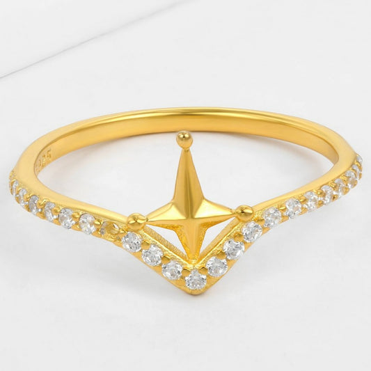 Inel din Aliaj Placat cu Aur cu Cristal Alb Emporia®