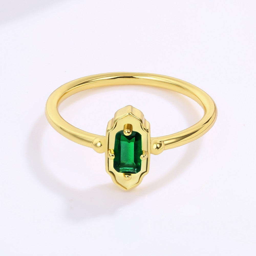 Inel din Aliaj Placat cu Aur cu Cristal Verde Emporia®