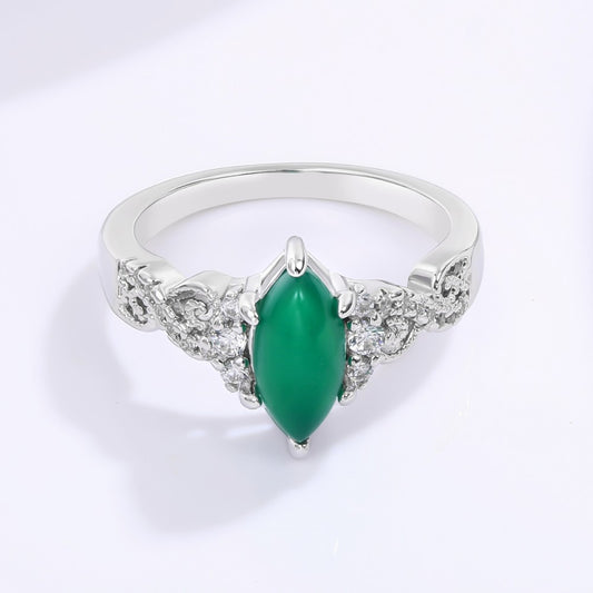 Inel din Aliaj Placat cu Aur cu Cristal Verde Emporia®