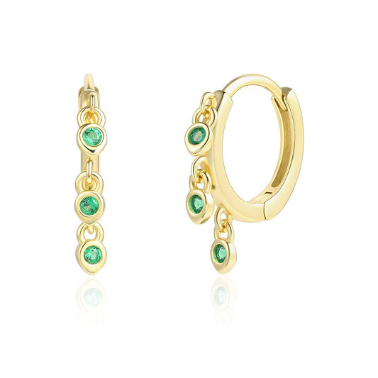 Cercei din Aliaj Placat cu Aur cu Cristal Verde Emporia®