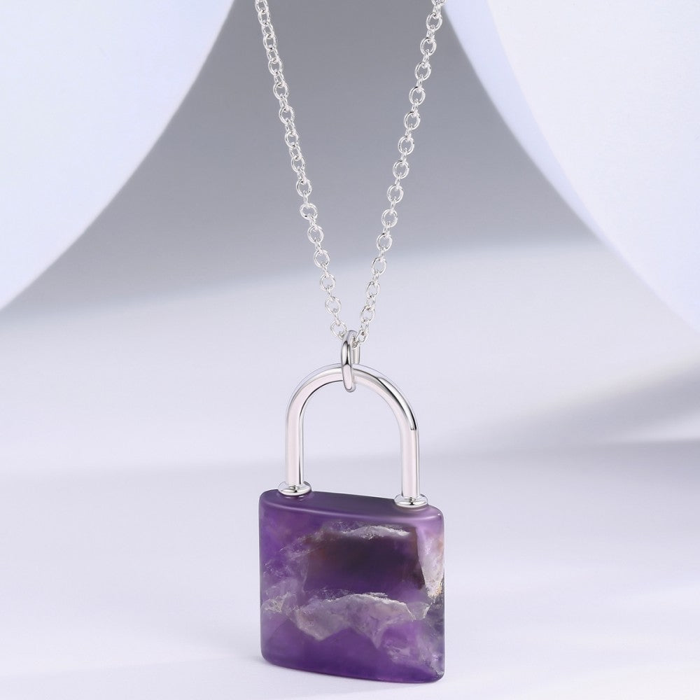 Colier din Aliaj Placat cu Aur cu Cristal Violet Emporia®