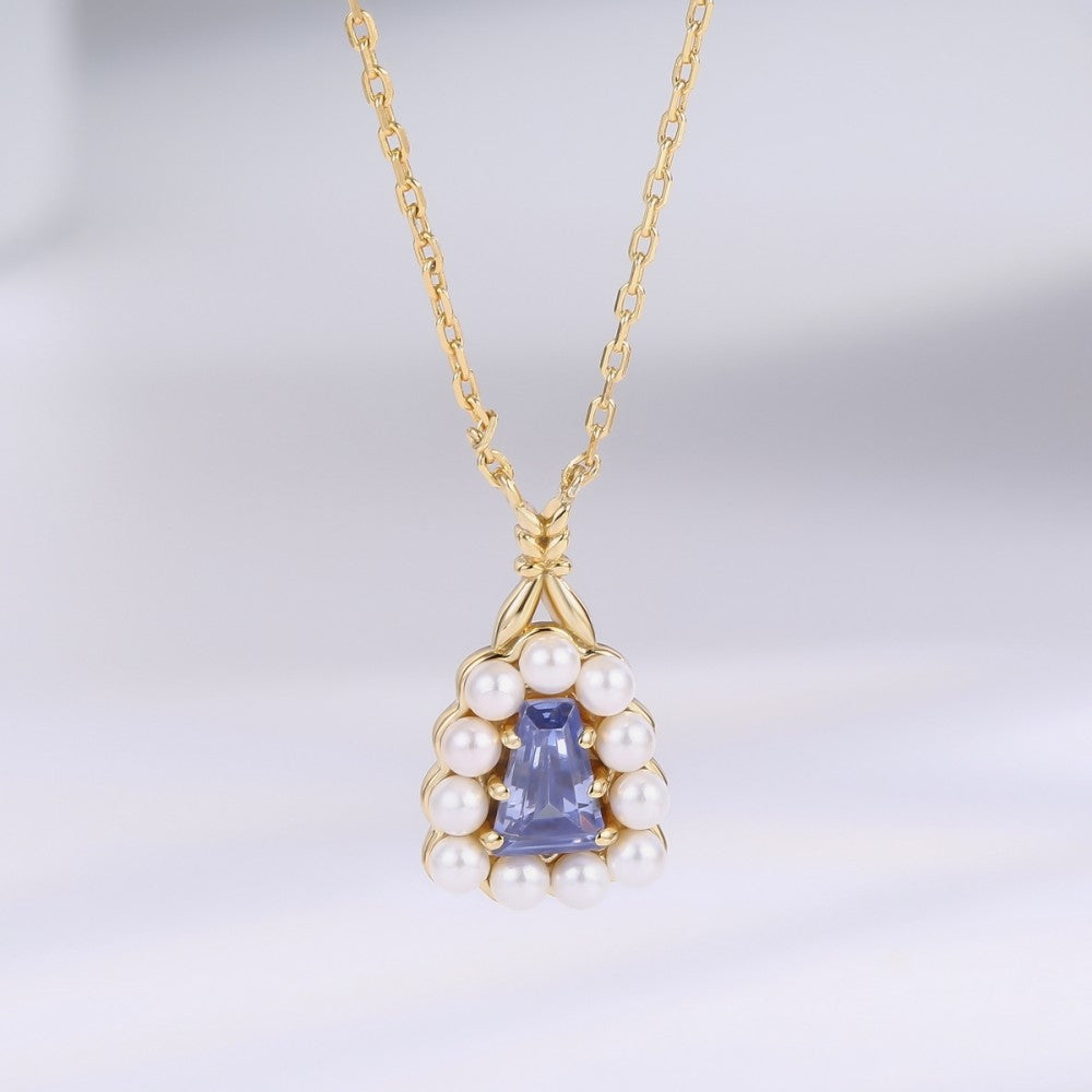 Colier din Aliaj Placat cu Aur cu Cristal Albastru Emporia®