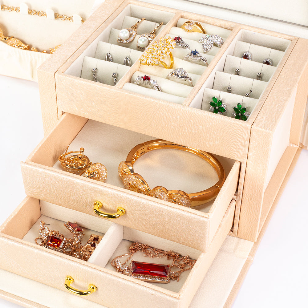 Cutie de bijuterii cu oglindă, albă