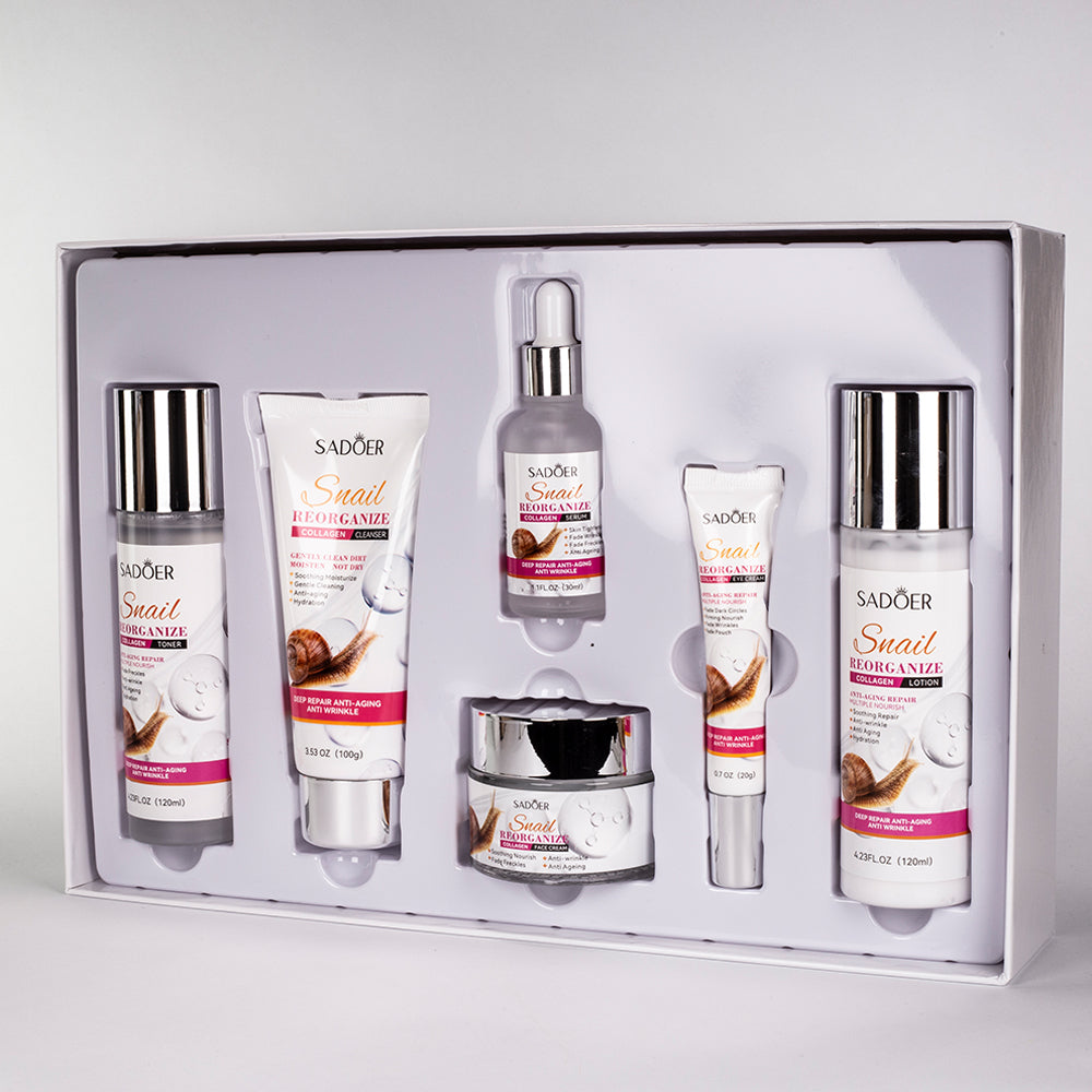 Set facial cu mucus de melc și colagen – 6 piese SADOER