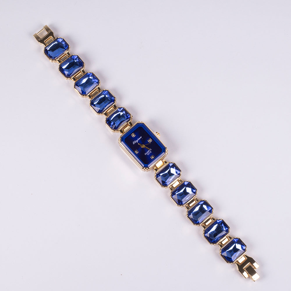 Ceas din Aliaj Placat cu Aur ( 200 grame ) cu Cristal Albastru Emporia®