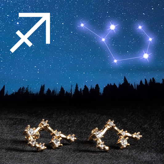 Săgetător Cercei din Aliaj Placat cu Aur ( 29 grame ) cu Cristal Alb Emporia®