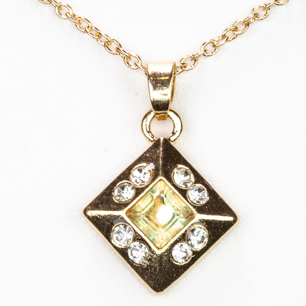 Colier din Aliaj Placat cu Aur ( 5 grame ) cu Citrin și Cristal Alb Emporia® 0.65 Carate ( Colier+Pandantiv )