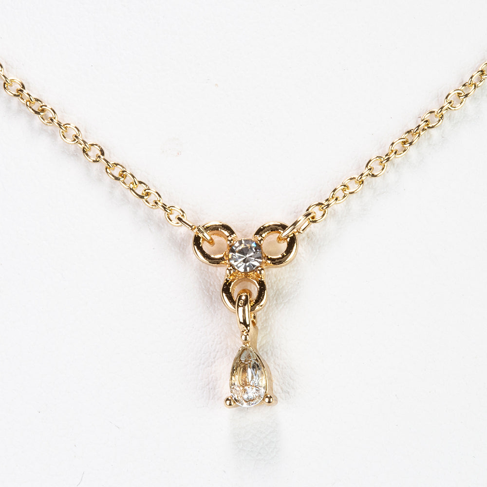 Colier din Aliaj Placat cu Aur ( 5 grame ) cu Topaz Albastru ca Cerul și Cristal Alb Emporia® 0.27 Carate ( Colier+Pandantiv )