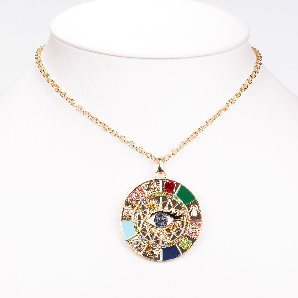 Colier din Aliaj Placat cu Aur ( 23.4 grame ) cu Safir și Cristal Alb Emporia® 2.53 Carate