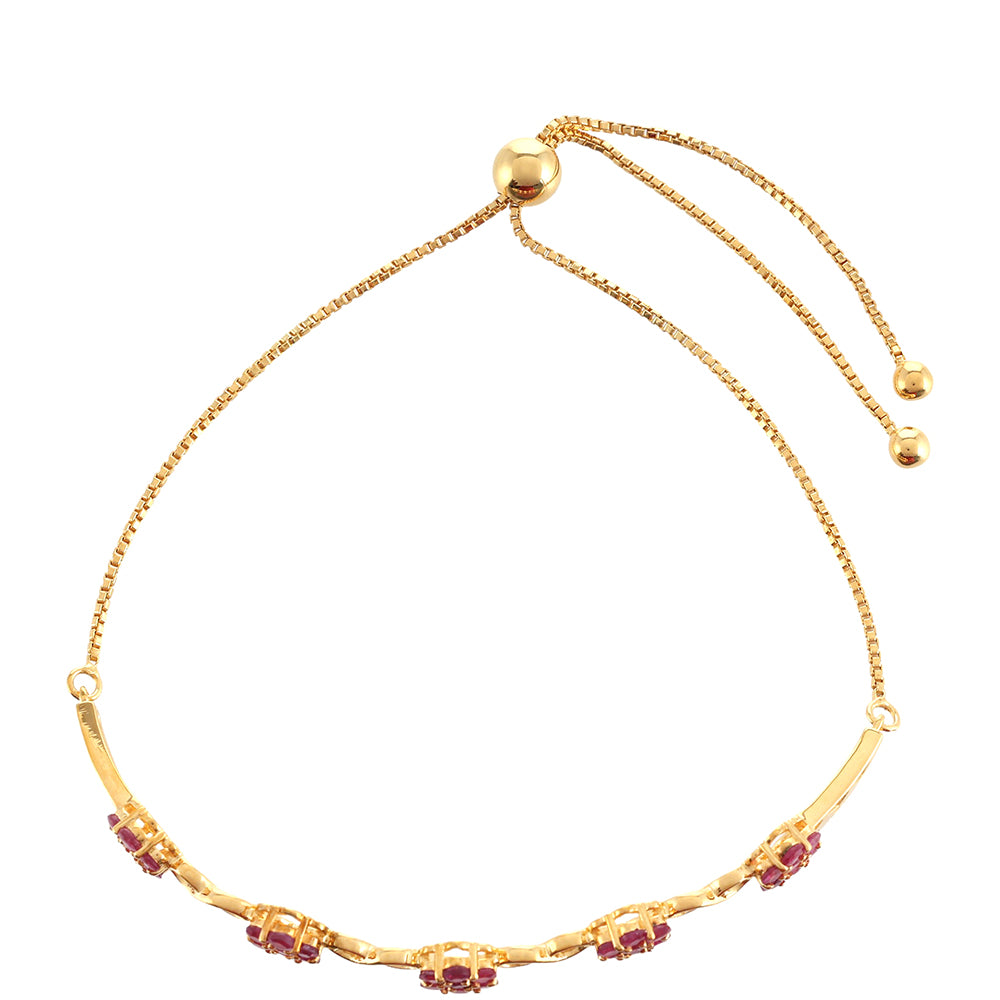 Brățară din Argint 925 Placat cu Aur ( 6.06 grame ) cu Rubin Thailandez și Topaz Alb 2.33 Carate