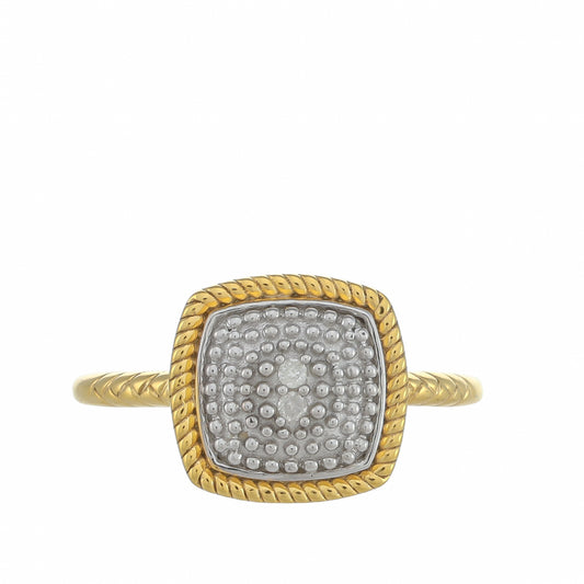 Inel din Argint 925 Placat cu Aur ( 2.92 grame ) cu Diamant Alb 0.02 Carate