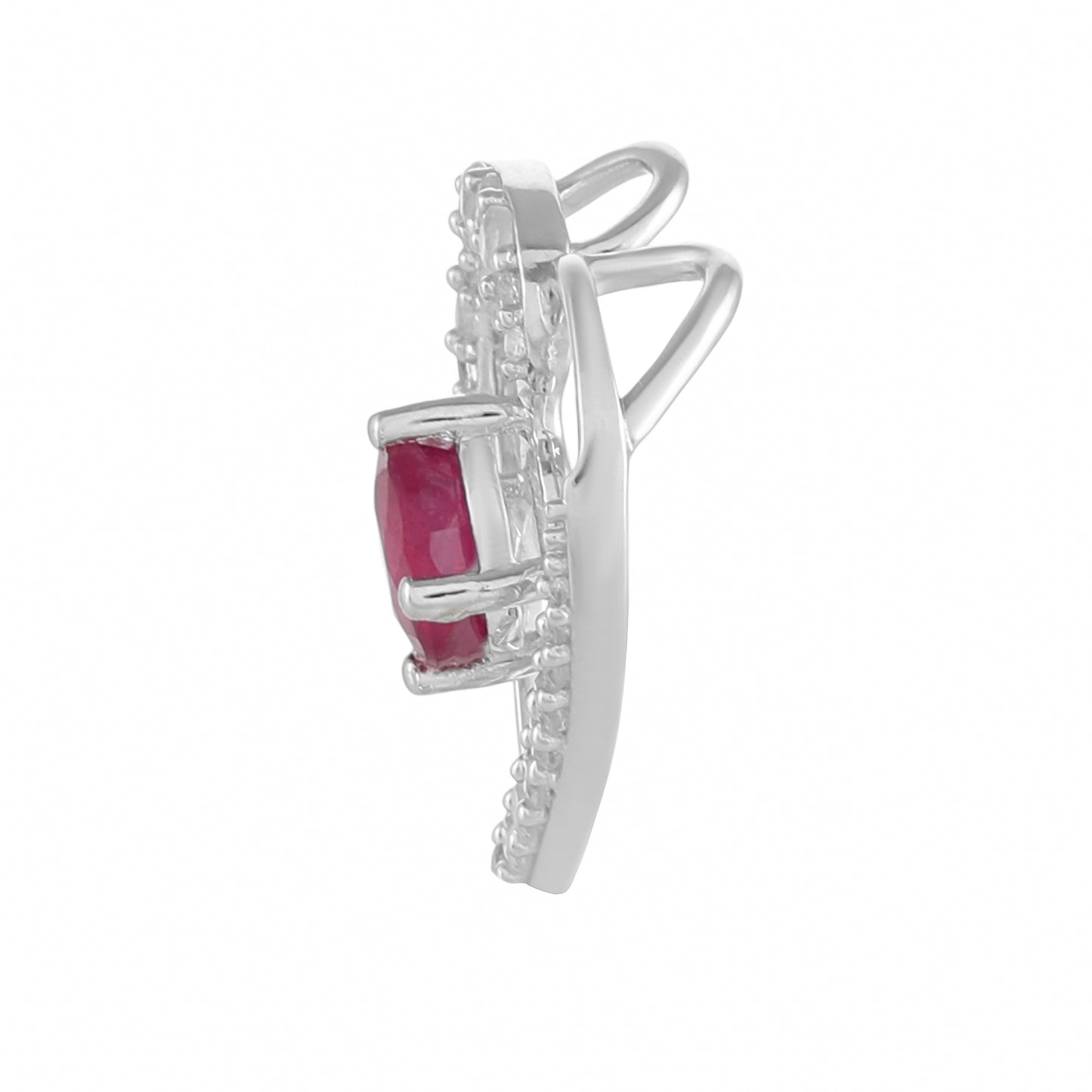 Pandantiv din Argint 925 ( 1.62 grame ) cu Rubin Thailandez și Topaz Alb 1.69 Carate