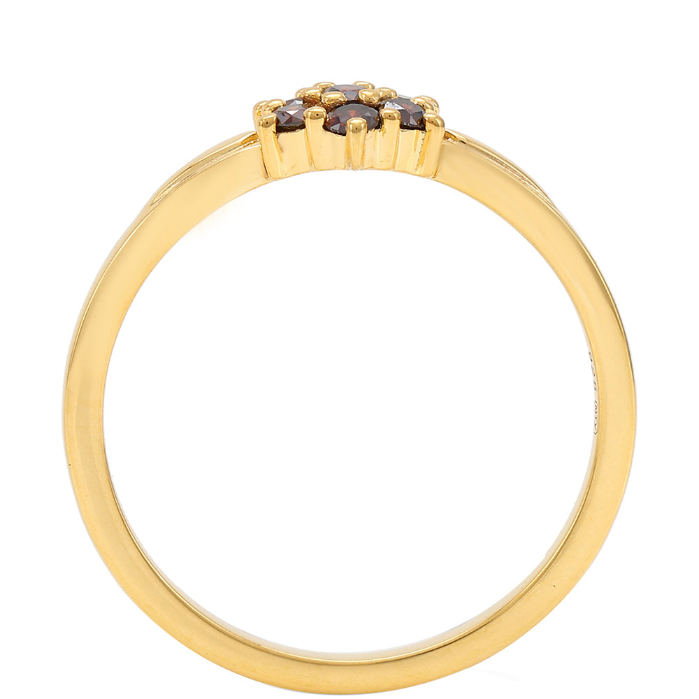 Inel din Argint 925 Placat cu Aur ( 1.79 grame ) cu Diamant Roșu 0.22 Carate