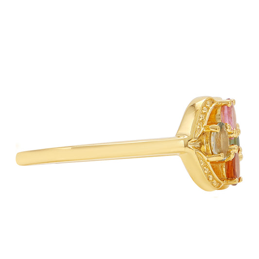 Inel din Argint 925 Placat cu Aur ( 2.45 grame ) cu Turmalină Curcubeu Pelmadulla 0.61 Carate