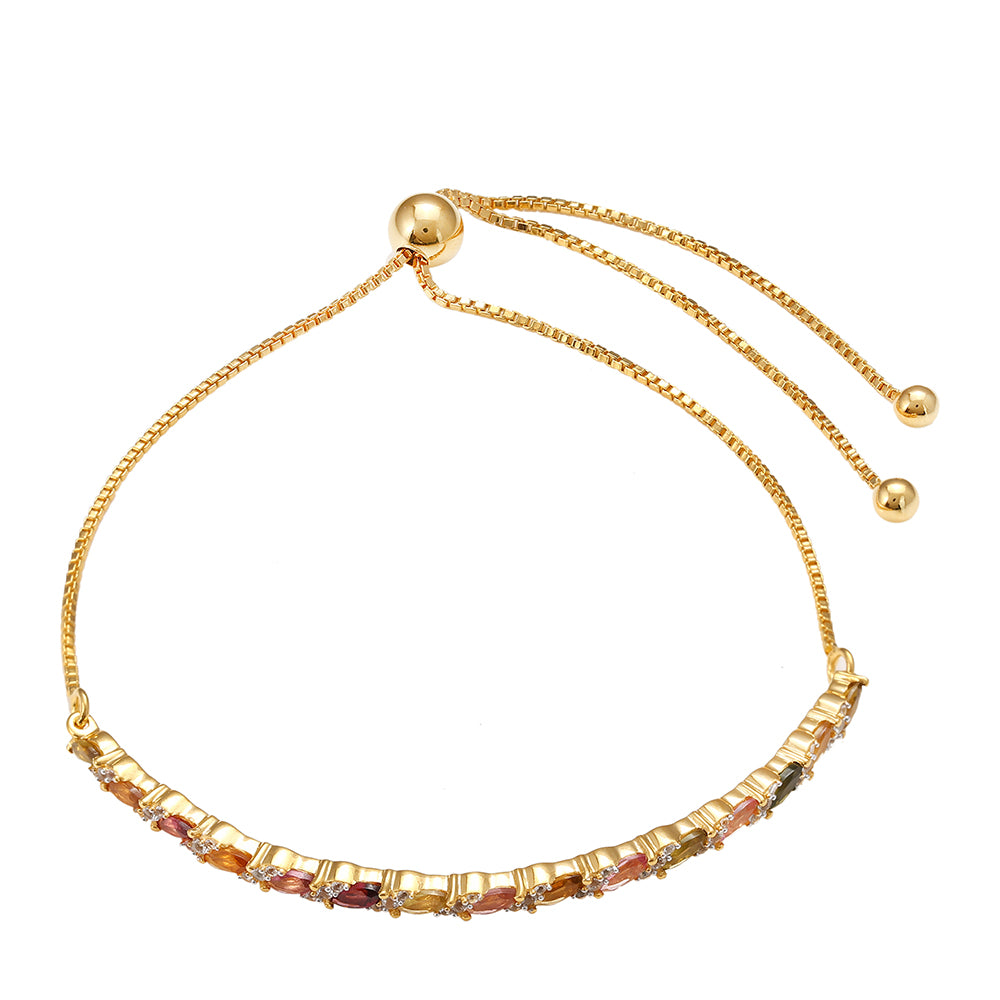 Brățară din Argint 925 Placat cu Aur ( 4.1 grame ) cu Turmalină Curcubeu Pelmadulla și Topaz Alb 1.64 Carate