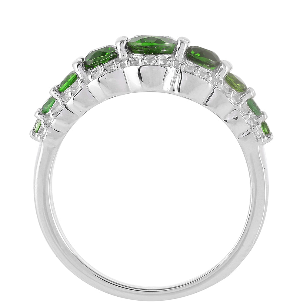 Inel din Argint 925 ( 2.68 grame ) cu Cromdiopsid și Topaz Alb 1.35 Carate