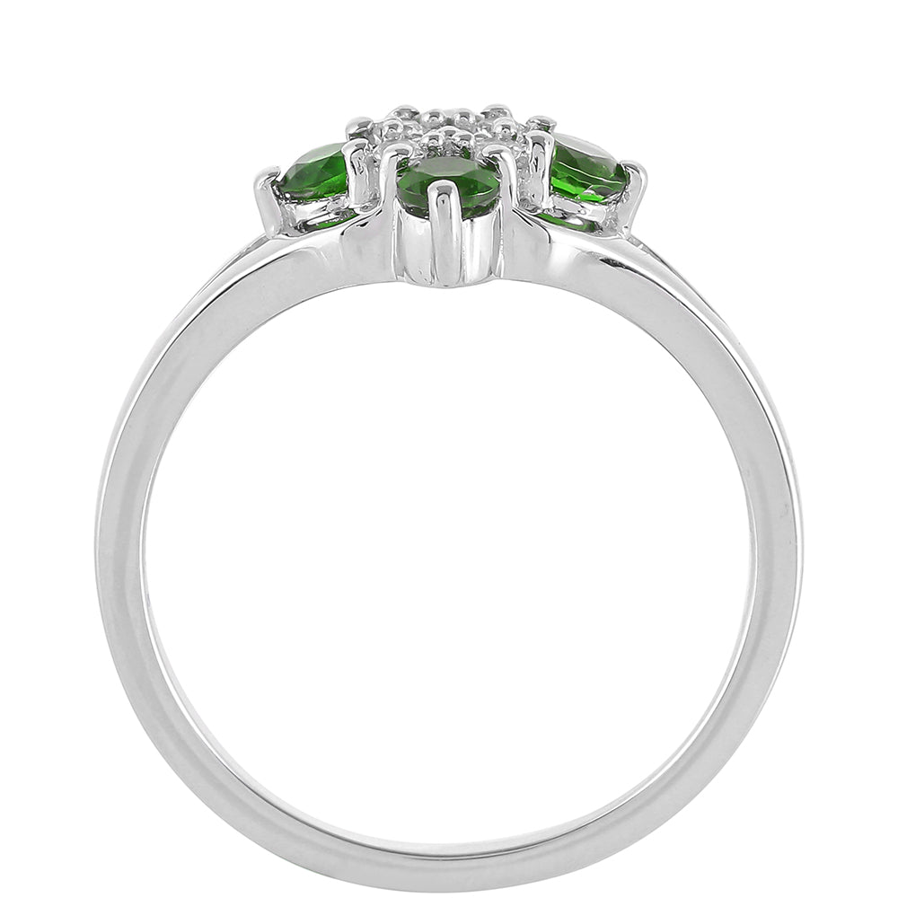 Inel din Argint 925 ( 2.37 grame ) cu Cromdiopsid și Topaz Alb 0.56 Carate