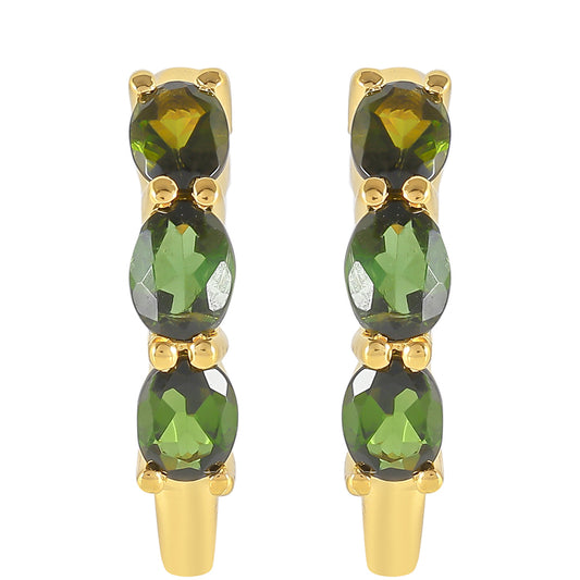 Cercei din Argint 925 Placat cu Aur ( 2.24 grame ) cu Turmalină Verde 1.11 Carate