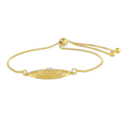 Brățară din Argint 925 Placat cu Aur ( 4.31 grame ) cu Piatra Lunii Curcubeu 0.25 Carate