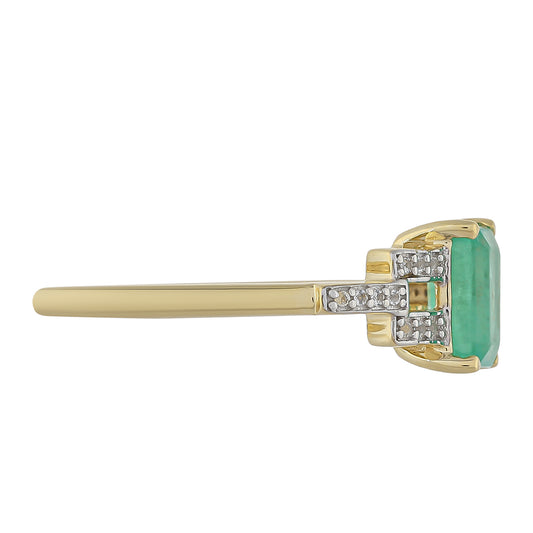 Inel din Aur de 9K ( 1.69 grame ) cu Smarald Brazilian și Topaz Alb 1.07 Carate