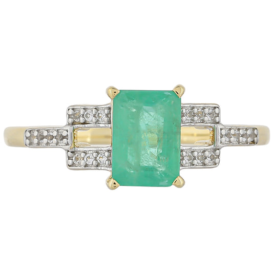 Inel din Aur de 9K ( 1.69 grame ) cu Smarald Brazilian și Topaz Alb 1.07 Carate