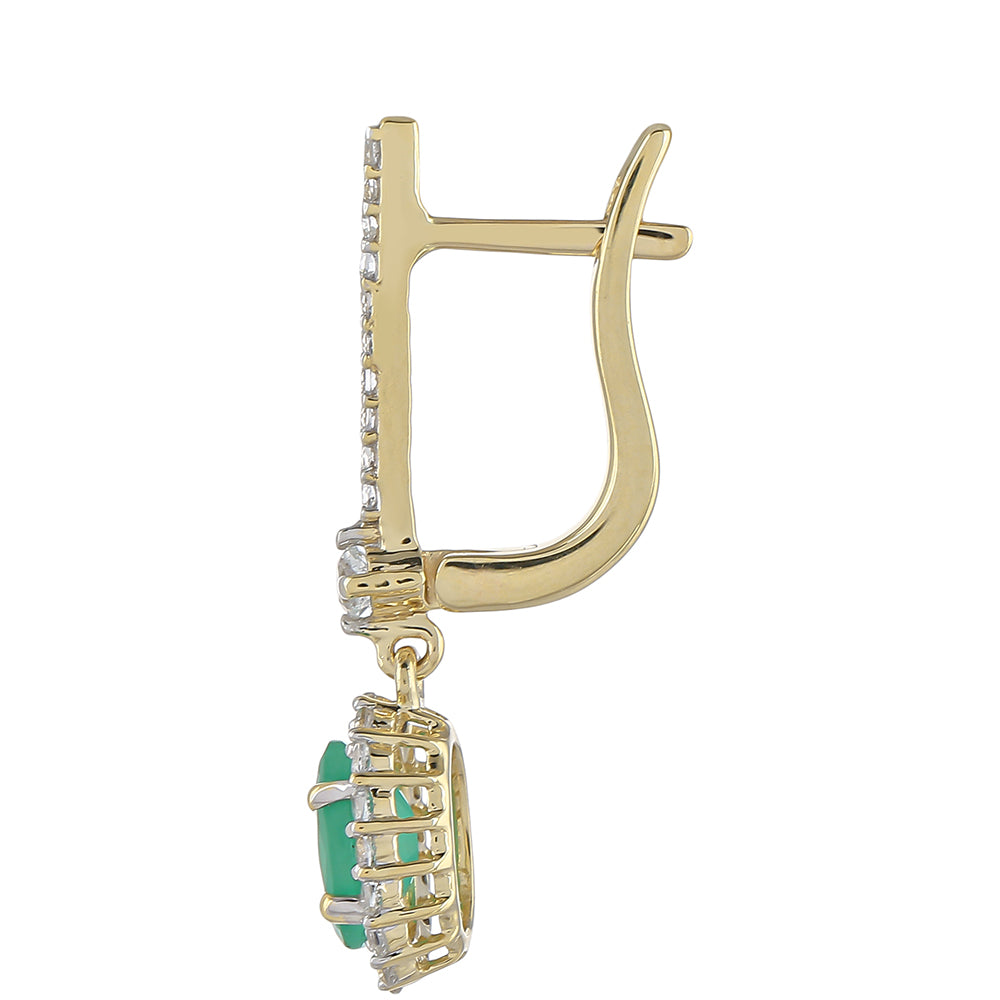 Cercei din Aur de 9K ( 2.18 grame ) cu Smarald Brazilian și Topaz Alb 1.25 Carate