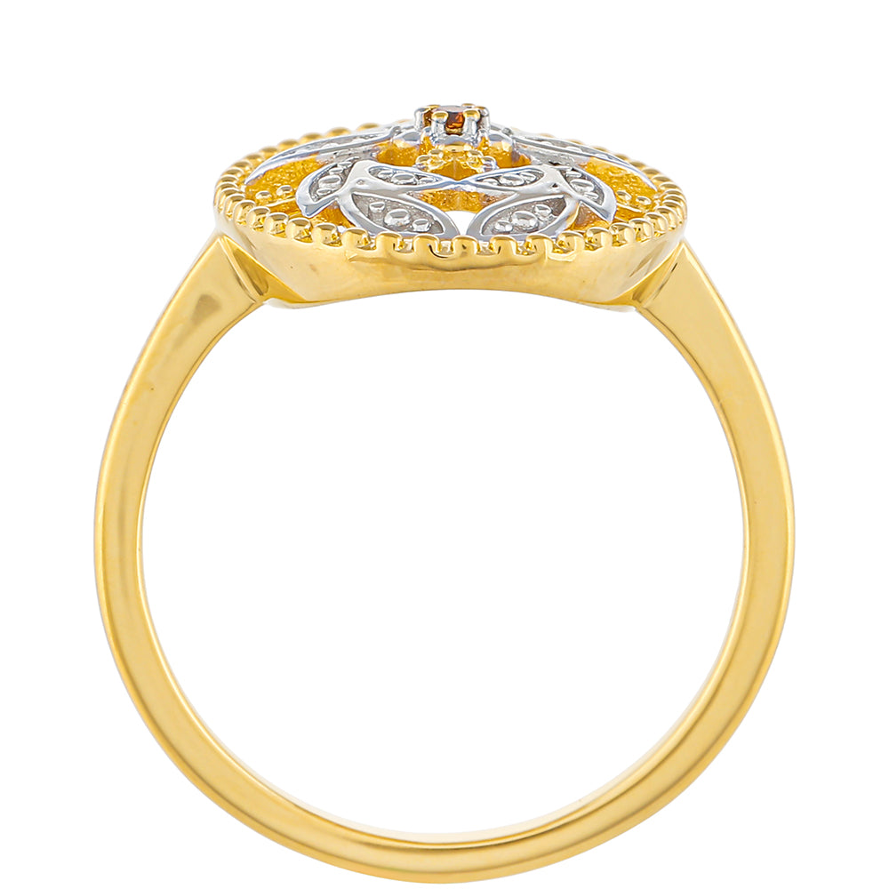 Inel din Argint 925 Placat cu Aur ( 3.17 grame ) cu Diamant Roșu 0.01 Carate