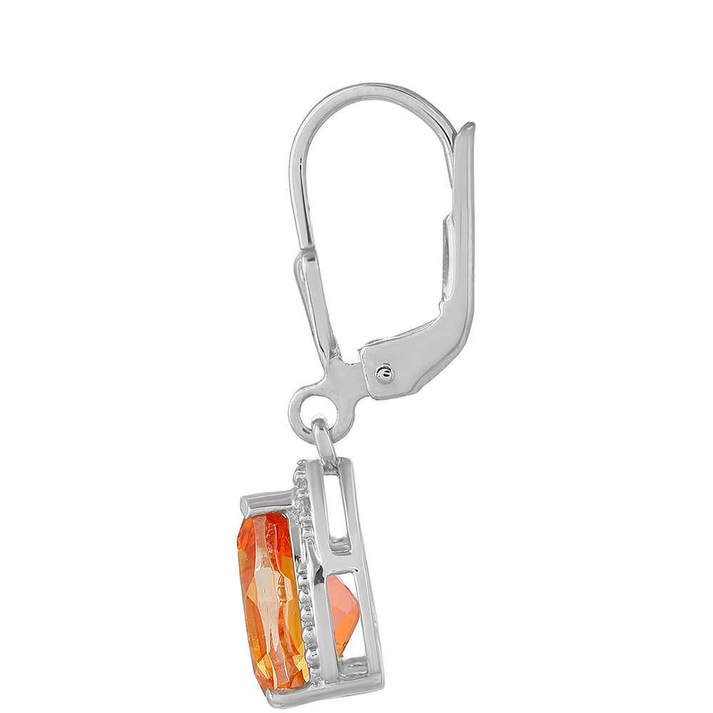 Cercei din Argint 925 ( 2.19 grame ) cu Cuarț Padparadscha și Topaz Alb 3.34 Carate