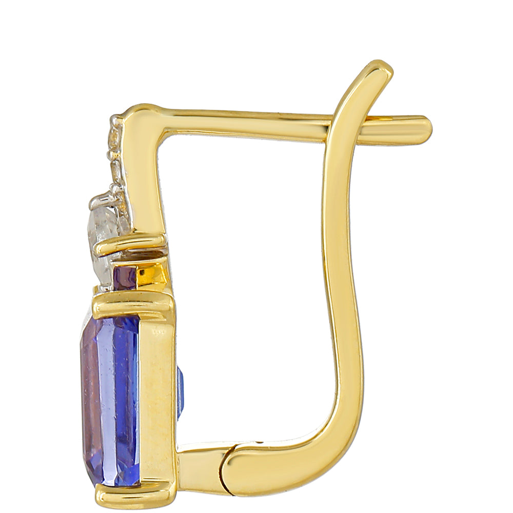 Cercei din Aur de 9K ( 2.04 grame ) cu Tanzanit AAA și Zircon Natural 2.18 Carate