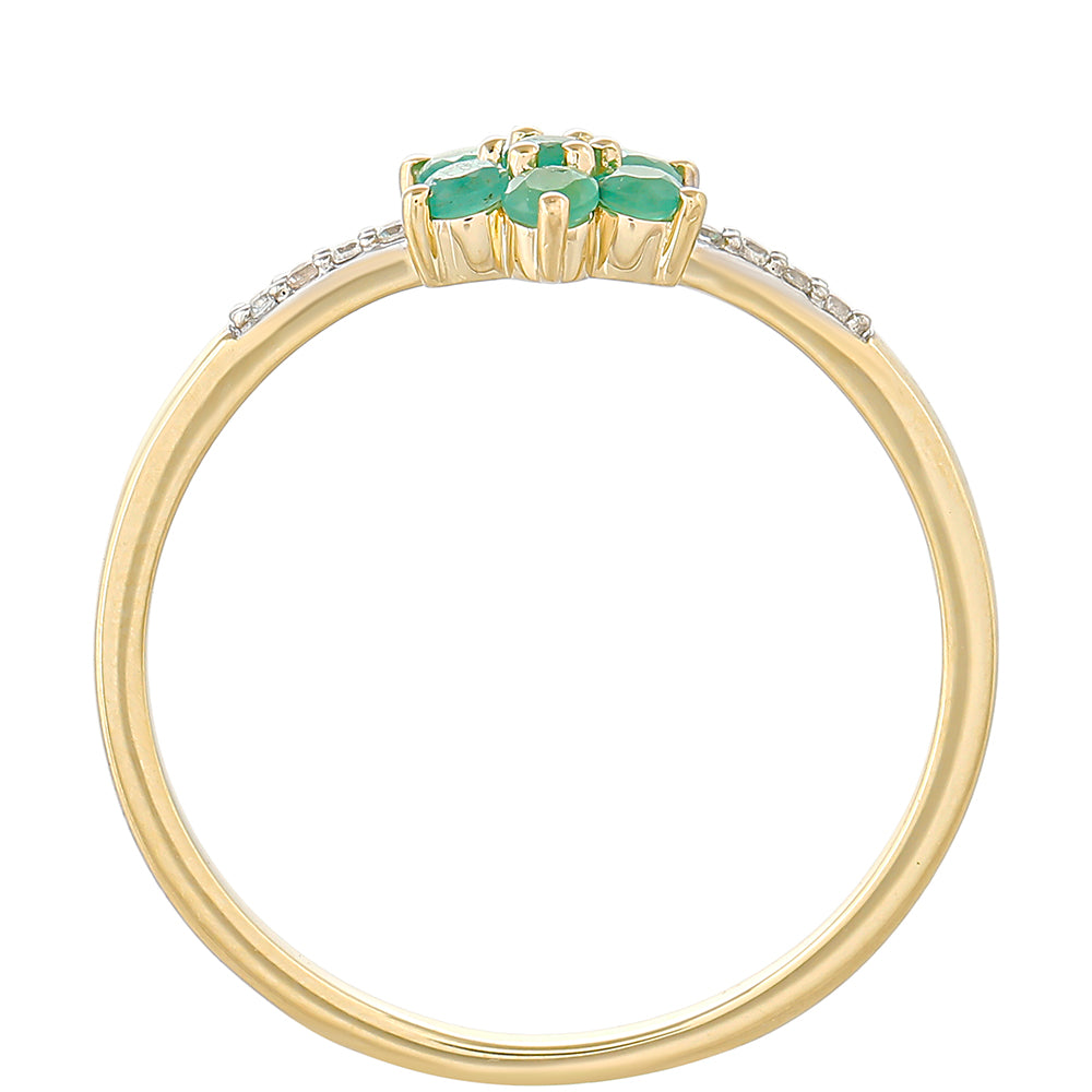 Inel din Aur de 9K ( 1.37 grame ) cu Smarald Brazilian și Zircon Natural 0.3 Carate